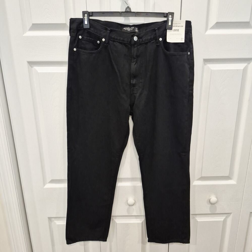 Abercrombie & Fitch A&F Lightweight Jeans Mens 38x30 Black Loose Fit NWT